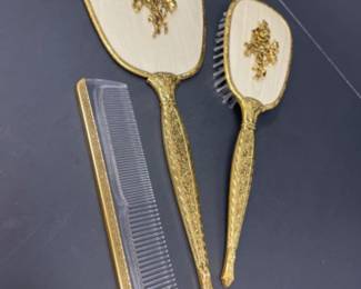 New in Box Vintage 24kt Gold Plated Vanity Trio