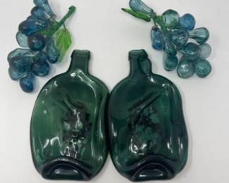 	Mid Century Murano Glass Grapes & Flattened Glass Bottles