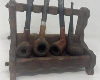 Retro Pipe Stand w/ Smoking Pipes - Hialeah Pipe