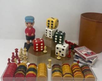 Vintage Bakelite Octagon Poker Chips & Chess Pieces - Click to see all