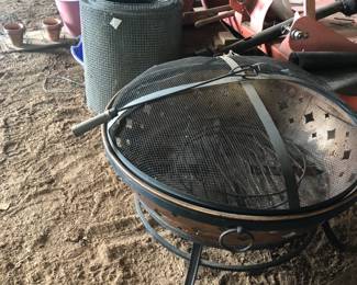 fire pit and flower pots
