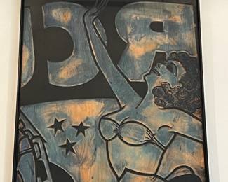 Carved wood circus poster print block.. Made by triangle Poster company Pittsburg Pa 1939 