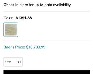 Details shown here are for sectional shown in two previous pictures. It is offsite, located in cold storage a few miles away from sale. It is in beautiful condition! 