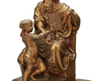 1074
After Duchoiselle, Late 19th century
A French Bronze Sculpture Of "The Calling Of Samuel"
Signed: Duchoiselle
The sculpture depicting Eli and the young Samuel
12.875" H x 9.5" W x 6.5" D
Estimate: $600 - $800