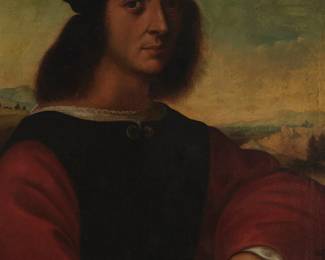 1095
After Raphael
1483-1520
Portrait Of Agnolo Doni
Oil on canvas
Unsigned
24.25" H x 17.25" W
Estimate: $800 - $1,200