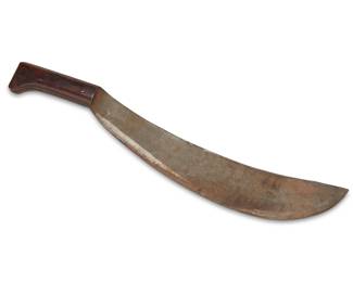 1102
Early 20th century
A Collins & Co Machete, No. 1005
Marked to blade: No 1005 / Collins & Co / Hartford
The WWI-era machete with wood handle housed in a tooled leather scabbard
Blade: 15" L; with scabbard: 22.25" L
Estimate: $500 - $700