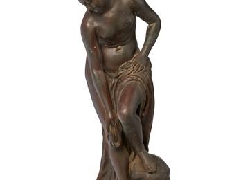 1125
After Christophe-Gabriel Allegrain 1710-1792, 19th century
A Bronze Figure Of La Baigneuse (Venus Au Bain)
Signed in the bronze to verso: Baigneuse / d'Allegrain
33.125" H x 11.25" W x 16.5" D
Estimate: $2,000 - $3,000