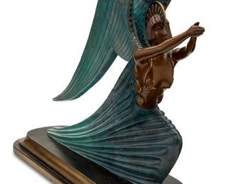 1281
Romain (Erté) De Tirtoff
1892-1990
"Angel," 1984
Polished, gilt, and cold-painted bronze
Edition: 225/350
Signed: Erte / Fine Art Acquisitions JM-FAA ©
13.75" H x 22" W x 6" D
Estimate: $1,500 - $2,500