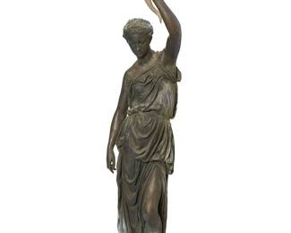 1312
Alexandre Falguière
1831-1900
Figural Torchère
Patinated bronze, glass
Barbedienne Foundry
Signed in the casting: Falguière; further marked: F. BARBEDIENNE Fondeur
66.5" H x 15" W x 11" D approximately
Estimate: $2,000 - $3,000
