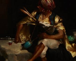 1320
Albert Leon LeBarque
1853-1939
Orientalist Male Figure
Oil on canvas
Signed lower right: LeBarque
15" H x 11" W
Estimate: $700 - $900