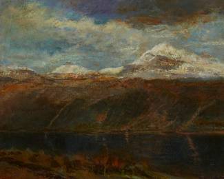 1360
Laszlo Mednyanszky
1852-1919
Tarn Lake In The Tatra Mountains
Oil on canvas laid to canvas
Signed lower right: Mednyanszky
14" H x 17.75" W
Estimate: $6,000 - $8,000