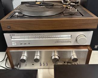 Yamaha T-550 receiver; Technics amp; Dual turntable