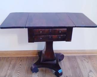 Mid 19th Century Empire Mahogany Drop Leaf Side Table