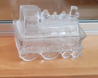 Antique McKee Glass Lidded Locomotive Dish