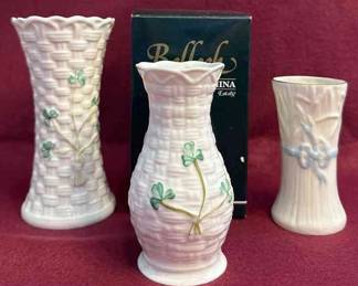  009 Beleek Irish Porcelain Vases