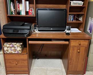 Computer desk. Nice storage. Printer is available. 