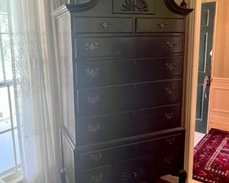 Item 8: highboy black/ dark brown dresser $349
H 84 x W 39 x D 20 1/2”