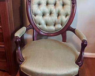 Item 14 : beautiful sage green victorian chair $129