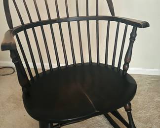 Item 107: antique rocking chair black with tinge of brown $68