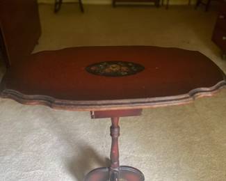 Item 22: antique floral convertible table w/ drawer & mirror $139
H 29 1/2” x W 28” x D 16”