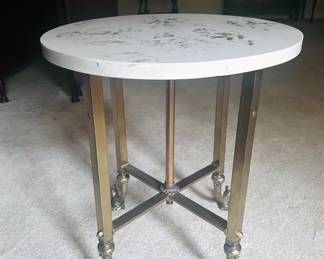 Item 25: Marble top round brass footed side table $159
H 21” x W 18 1/4”