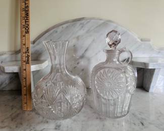 Items 58 & 59:
58 Hawkes School American Brilliant Cut Glass Wine Carafe, 20th Century, beautiful elegant crystal decanter $28 set
59 antique cut crystal from 1930s $28