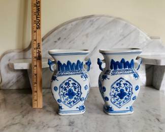 Items 60 &61:
Cobalt Blue And White Chinoiserie Porcelain Handled Vases $16 each