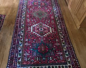 Item 85: handwoven thinner style rug 390 cm x 113 cm $450