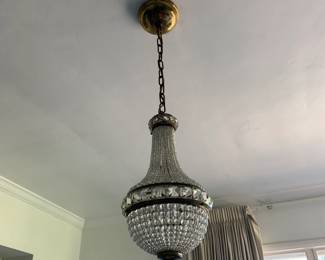 1950's MCM crystal/ brass chandelier