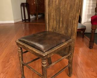 antique chair with leather seat
