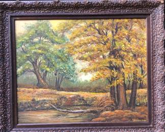 1969 vintage oil painting with highly ornated frame.