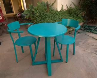 iron table with 2 chairs