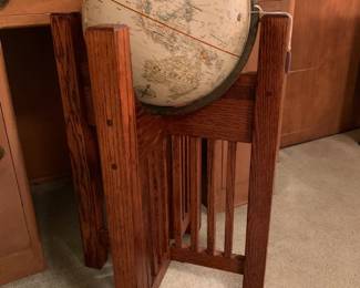 globet on ehavy wood stand. high quality, beautiful piece