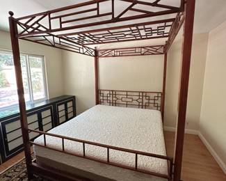 California King Chinoiserie Cane Canopy Bedframe