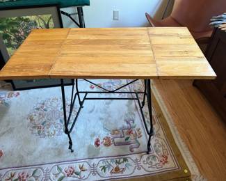 Brutalist Iron & Wood Typewriter Stand / Table