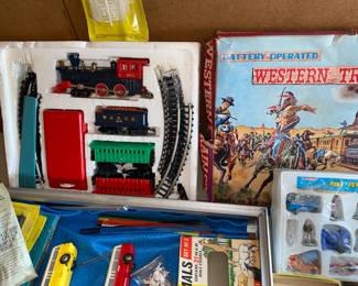 Battery Operated Tin Litho Western Style Train Set 