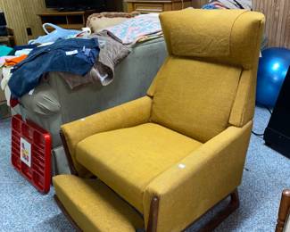 Early 1970's Golden Harvest Fabric Reclining Chair 