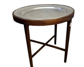 Side table with metal tray