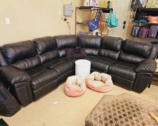Black leather sectional 