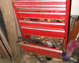 One of a couple tool boxes filled with tools