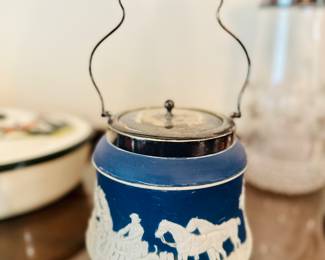 Antique Cobalt Blue Biscuit Jar