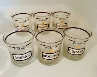 Vintage Cera  "Name Your Poison" rocks glasses