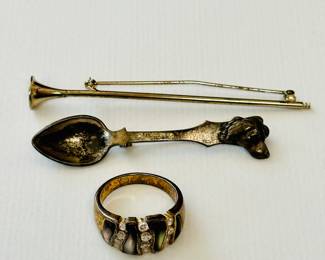 Silver pins and ring