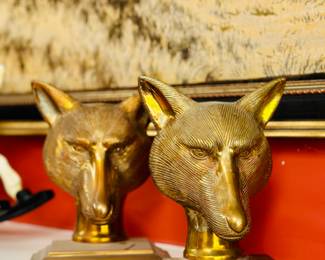 Brass Fox Bookends