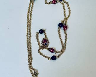Vintage Metropolitan Museum of Art chain with red enamel ladybugs and black beads