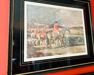 Framed lithograph signed by Sir Alfred Munnings