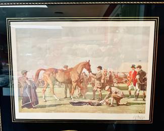 Framed "The Red Prince Mare" signed lithograph by Alfred Munnings