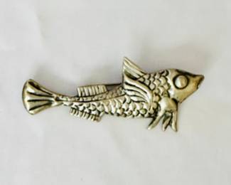 Vintage Mexican silver fish brooch