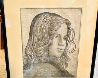 Hans Thoma “Head of a Girl”. Etching
