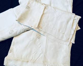 Antique German linens- top sheets and shams 